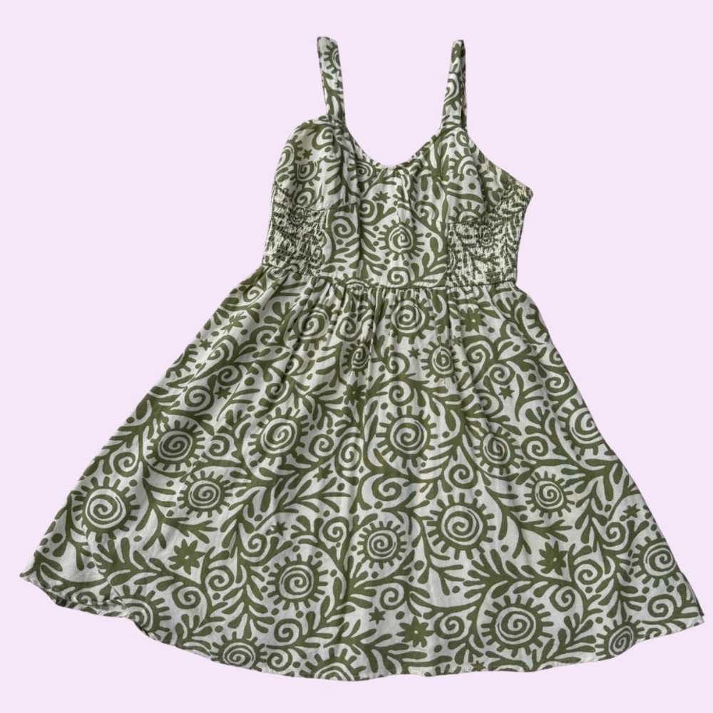 Green Patterned A line mini Dress